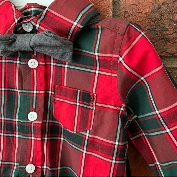Carter’s Red & Green Plaid Bow tie Outfit Set - Picture 8 of 8